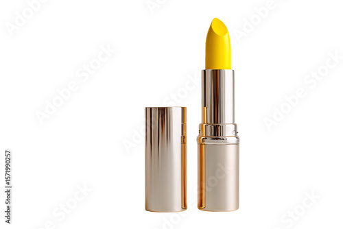 3D Render a yellow lipstick with a gold tube