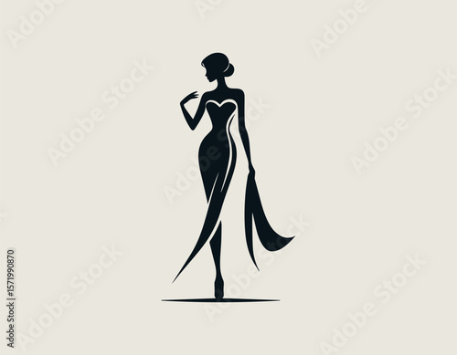 Stylish Woman Silhouette Fashion Elegance Modern Femininity Vector Logo Design