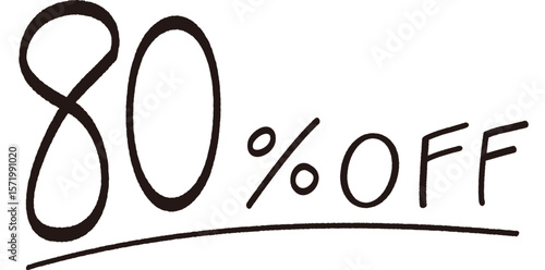 手描きの80%OFFの文字のイラスト