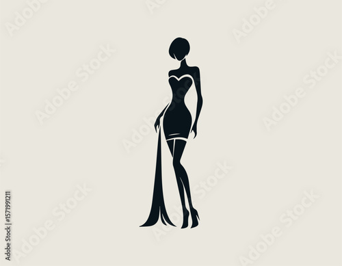 Stylish Woman Silhouette Fashion Elegance Modern Femininity Vector Logo Design