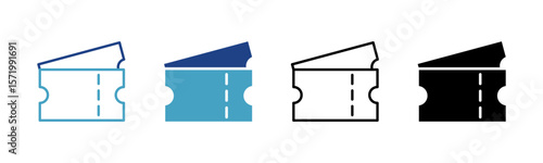 Ticket icon for entry to concert events, cinemas, museums, bus, train, ferry transportation, or as a discount coupon when on vacation or holiday.