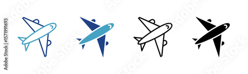 The airplane icon is the main symbol for the aviation, airline and travel industry used in the context of tourism, booking tickets or holiday packages.