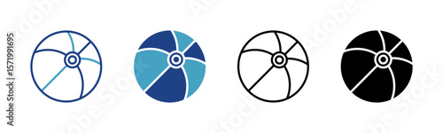 The icon of a beach ball represents a game or sport during summer and is related to the theme of vacation, tourism, summer or beach events.
