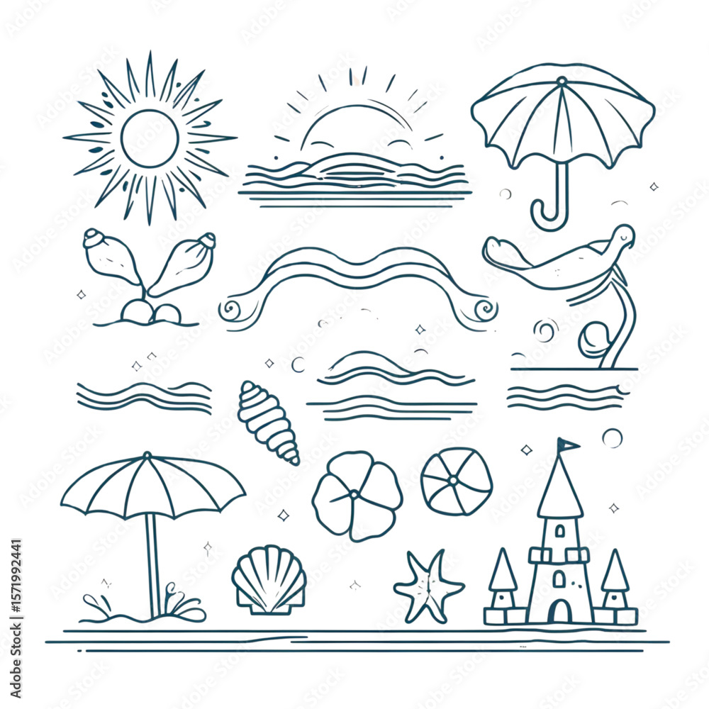 Fototapeta premium beach icon set