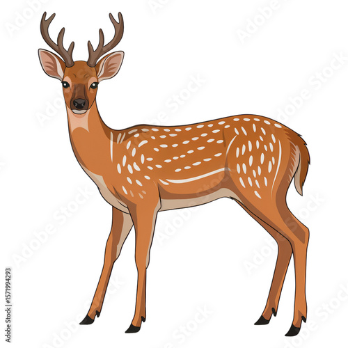 Deer illustration wildlife animal cartoon cute fawn antlers brown spots png isolated on transparent background