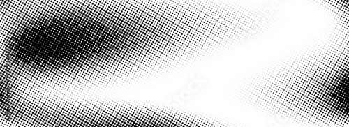 Grunge halftone gradient texture. Black pixelated grange backdrop. Damaged glitched print overlay. Weathered grit noise background. Fade gritty sand wallpaper. Vector smudged halfton texture