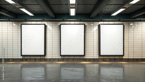 three vertical subway billboard frames