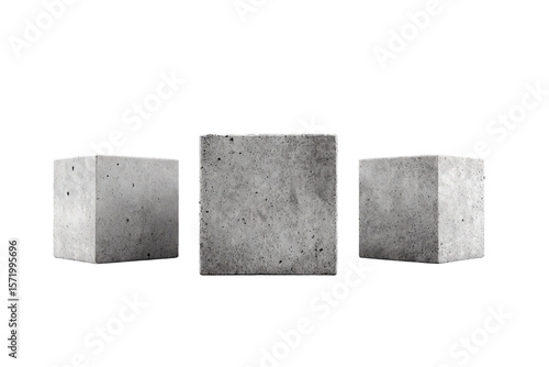 3D Render three concrete blocks are shown in a row