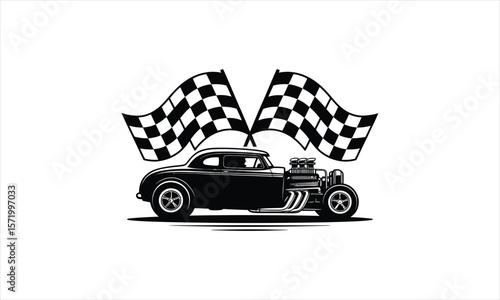 Classic hot rod car silhouette design