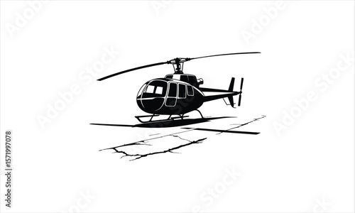 Helicopter in flight aerial transport silhouette