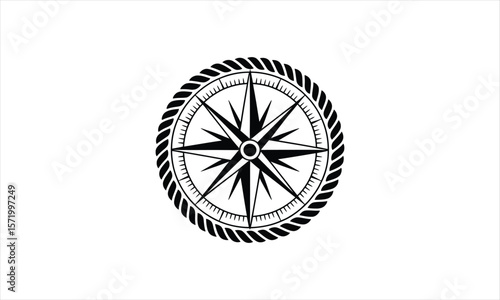 Navigational tool compass silhouette