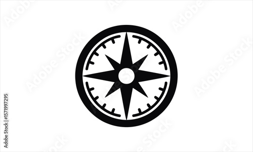 Navigational compass design silhouette