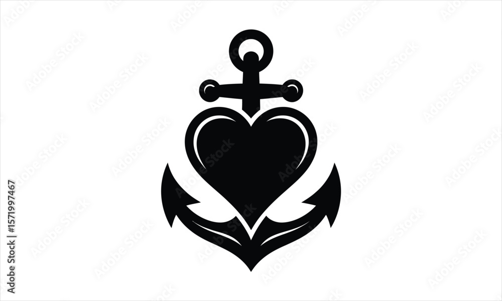 Obraz premium Nautical anchor emblem silhouette