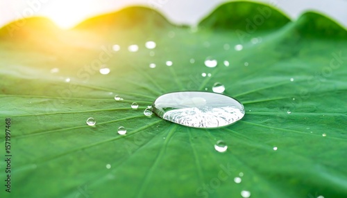 Dewdrop on a lotus leaf