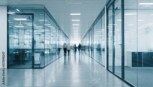 Wallpaper Mural Modern office hallway with glass partitions Torontodigital.ca