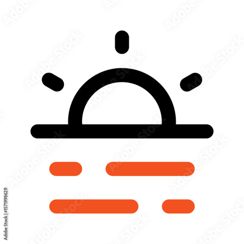 sunset outline color icon