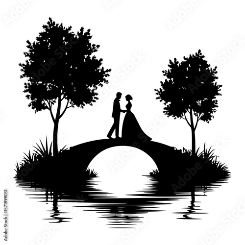 Forever in Love – Romantic Wedding Couple Silhouette Vector Collection