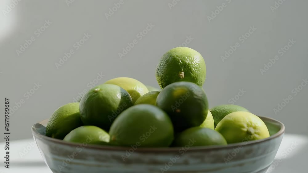 Limes in bowl close up Limes in bowl close up