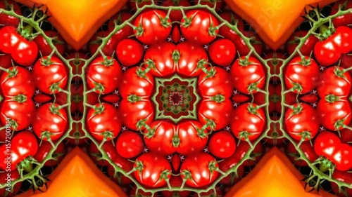 Wallpaper Mural Kaleidoscopic image shows a symmetrical pattern of red tomatoes.animated footage background

 Torontodigital.ca