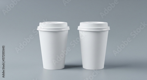 Wallpaper Mural White plastic bottle and cup with lid, isolated on white background, empty for drink or food Torontodigital.ca