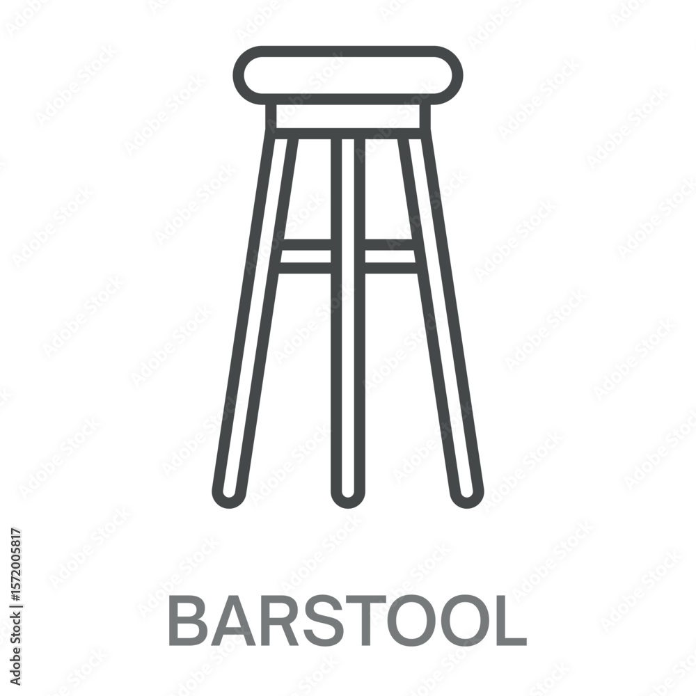 barstool Line Icon, Outline Symbol Illustration, Editable Stroke perfect for logos and more barstool Line Icon, Outline Symbol Illustration, Editable Stroke perfect for logos and more