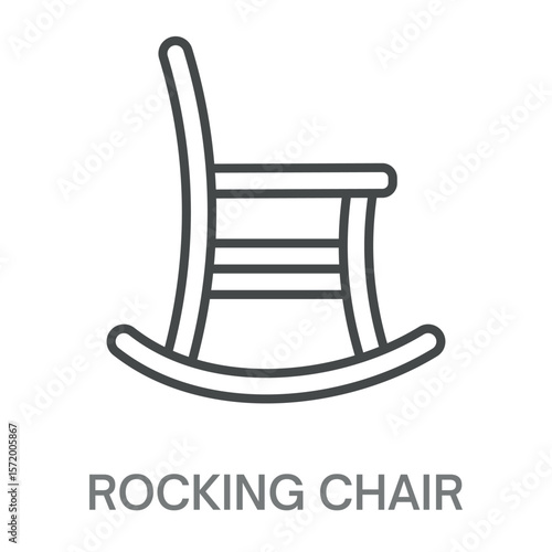 rocking chair Line Icon, Outline Symbol Illustration, Editable Stroke perfect for logos and more