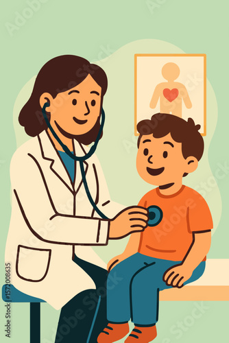 Flat Vector Child Visiting Pediatrician