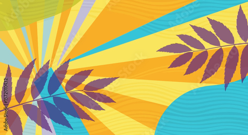Vibrant Summer Branch with Sunburst Background.
