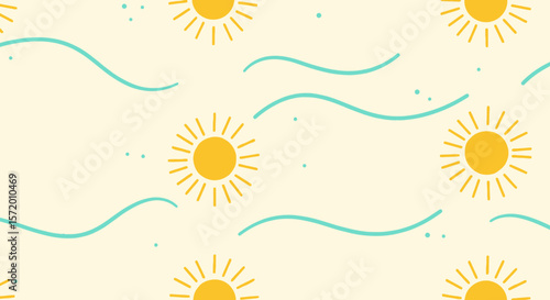 Simple Sun and Wave Pattern Design for Summer.