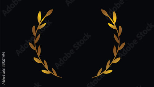 Golden laurel design. Achievement symbol. Excellence emblem. Victory wreath art. Honor award logo. Prestige graphic icon. Success design motif. Elegant award symbol. Laurels victory graphic. 