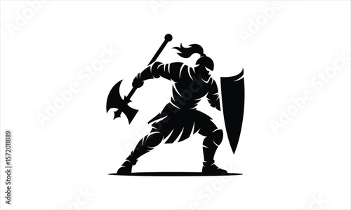 Medieval knight warrior silhouette