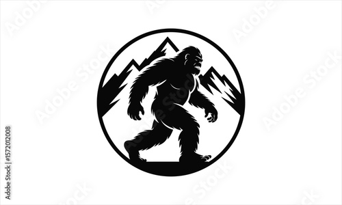 Mysterious bigfoot creature silhouette