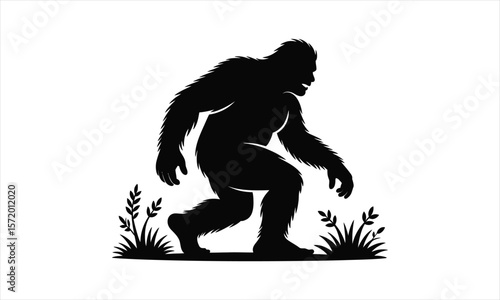 Bigfoot creature in a forest silhouette