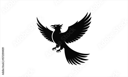 Majestic phoenix bird rising silhouette