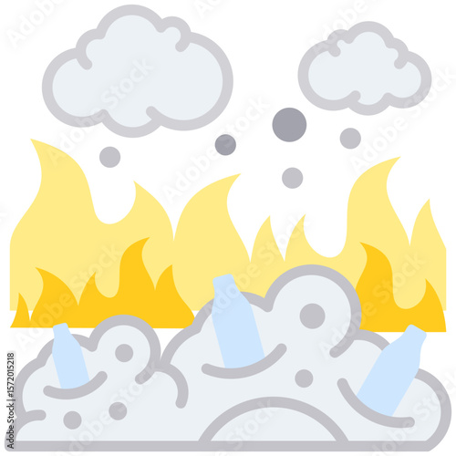 Waste Incineration Pollution Icon