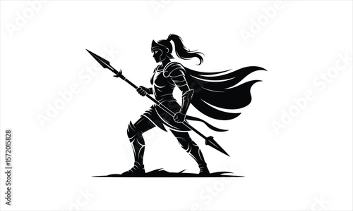 Dynamic warrior poses silhouette