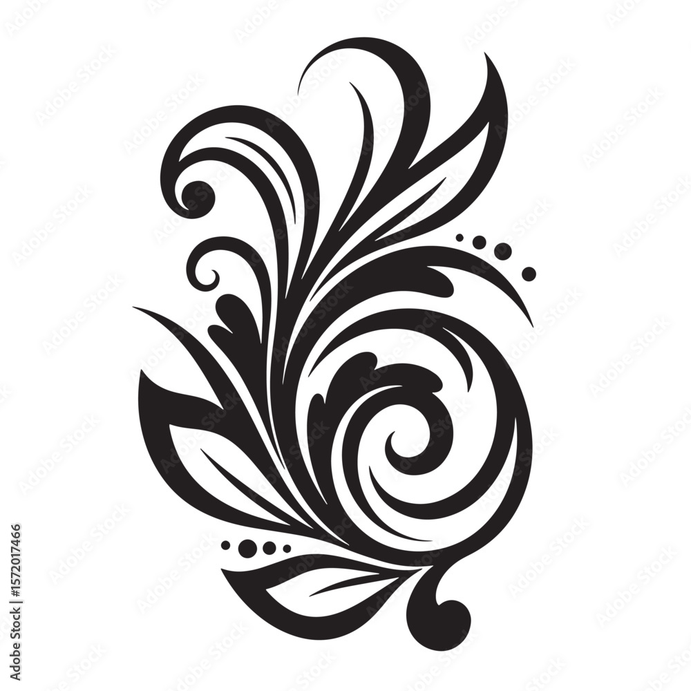 Elegant black floral ornament vector illustration suitable for decorative design elements Elegant black floral ornament vector illustration suitable for decorative design elements