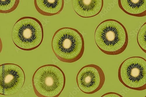 kiwi fruit seamless pattern green background