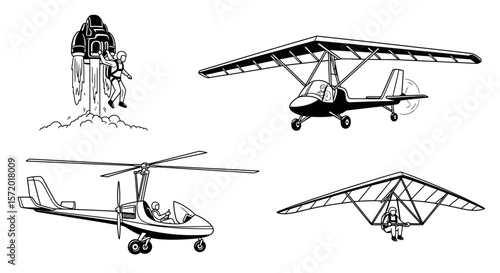 Collection of Various Types of Personal Aircraft and Flight Vehicles