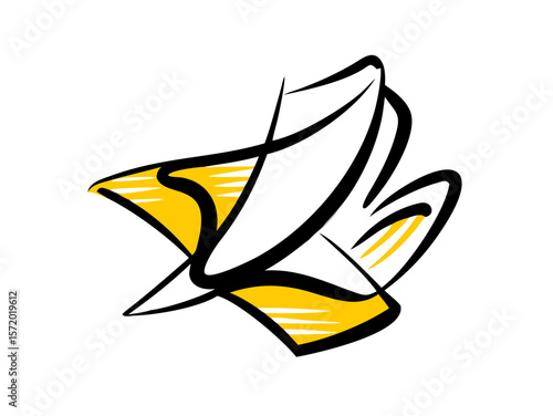Abstract Yellow and Black Paper Plane Design for Logo Creation, Branding, Marketing Collateral, and Creative Projects  