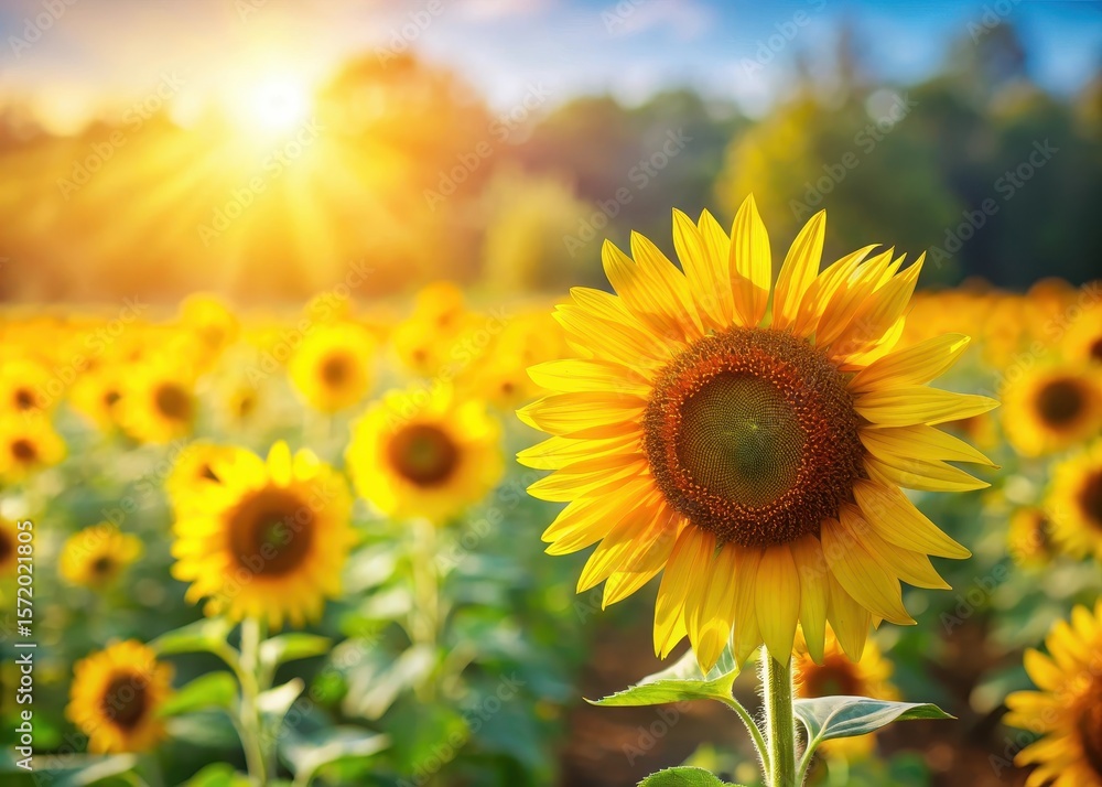 Sunflower field on a warm sunny day with blurred background Sunflower field on a warm sunny day with blurred background