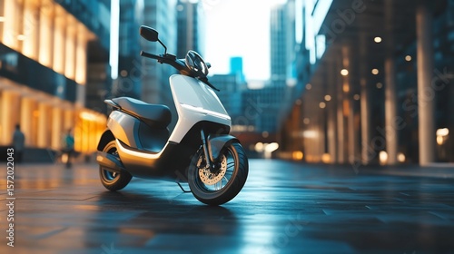 Modern Electric Scooter Parked in a Contemporary Urban Environment