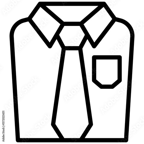 Simple line art depicts a shirt with tie, suggesting formality or business attire.