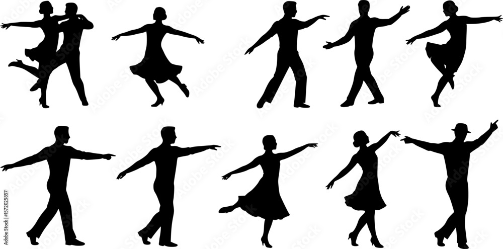 Fototapeta premium Swing Dance Silhouette Vector 