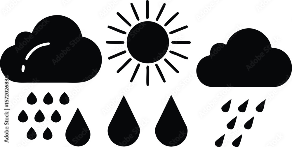 Photo of clouds, sun, and rain represent various weather conditions in a simple illustration Photo of clouds, sun, and rain represent various weather conditions in a simple illustration