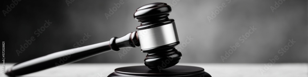 Obraz premium Professional Judicial Gavel Close-Up in Classic Courtroom Authentic Legal System Symbol for Corporate Education and Modern Law Marketing Content