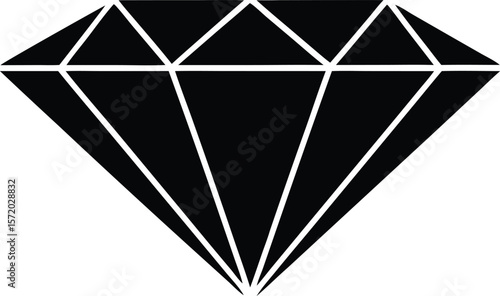 Photo of a striking black and white illustration of a meticulously cut and faceted diamond