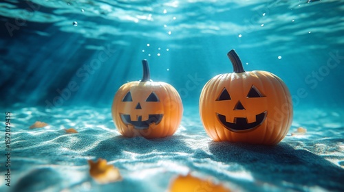 halloween pumpkin on the water
