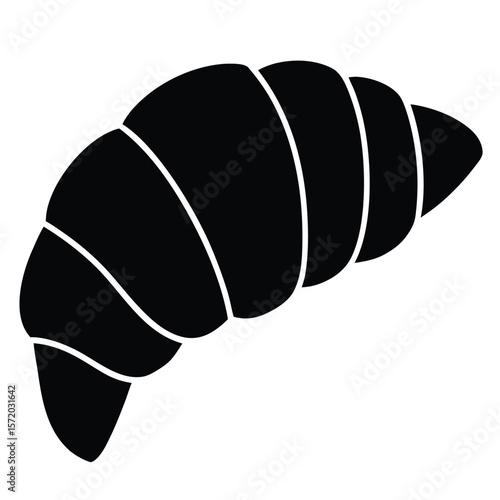 Delicious black croissant pastry with a curled shape displays a transparent background nicely
