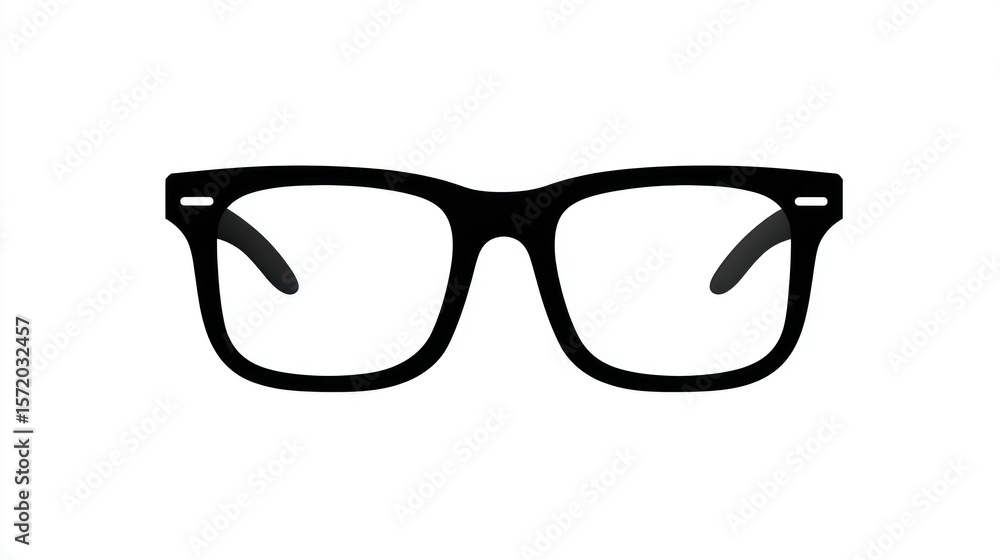 Fototapeta premium Isolated glasses in black, featuring a thick frame and curved ear pieces on white backdrop